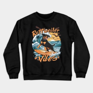 Wave Rider Rottweiler Dog Surfing Adventure Crewneck Sweatshirt